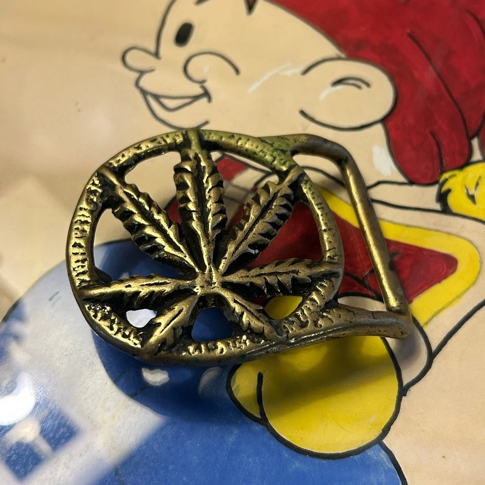 Vintage Brass Mary Jane Belt Buckle 70s